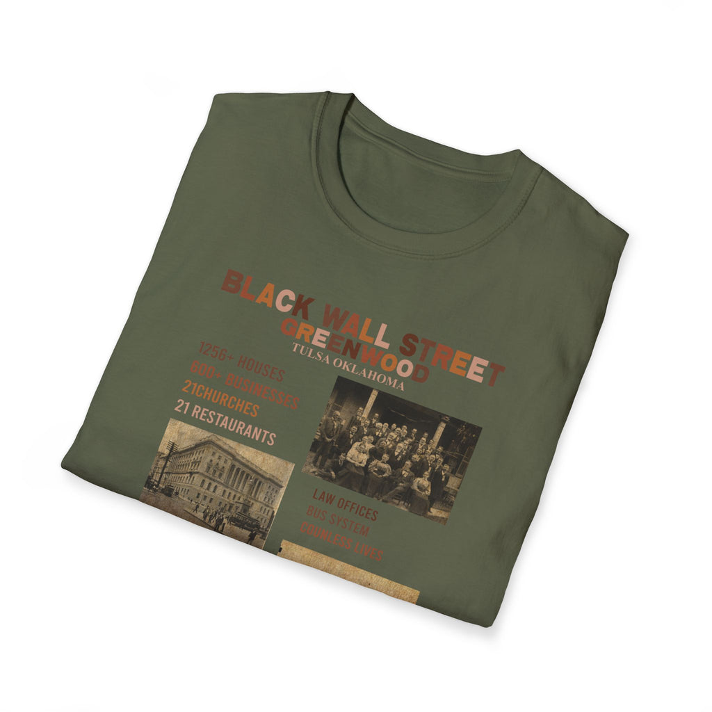 Black Wall Street Greenwood Vintage Tee — Historic Tulsa District Photo Collage Shirt
