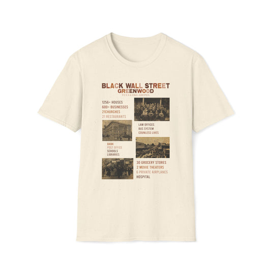 Black Wall Street Greenwood Vintage Tee — Historic Tulsa District Photo Collage Shirt