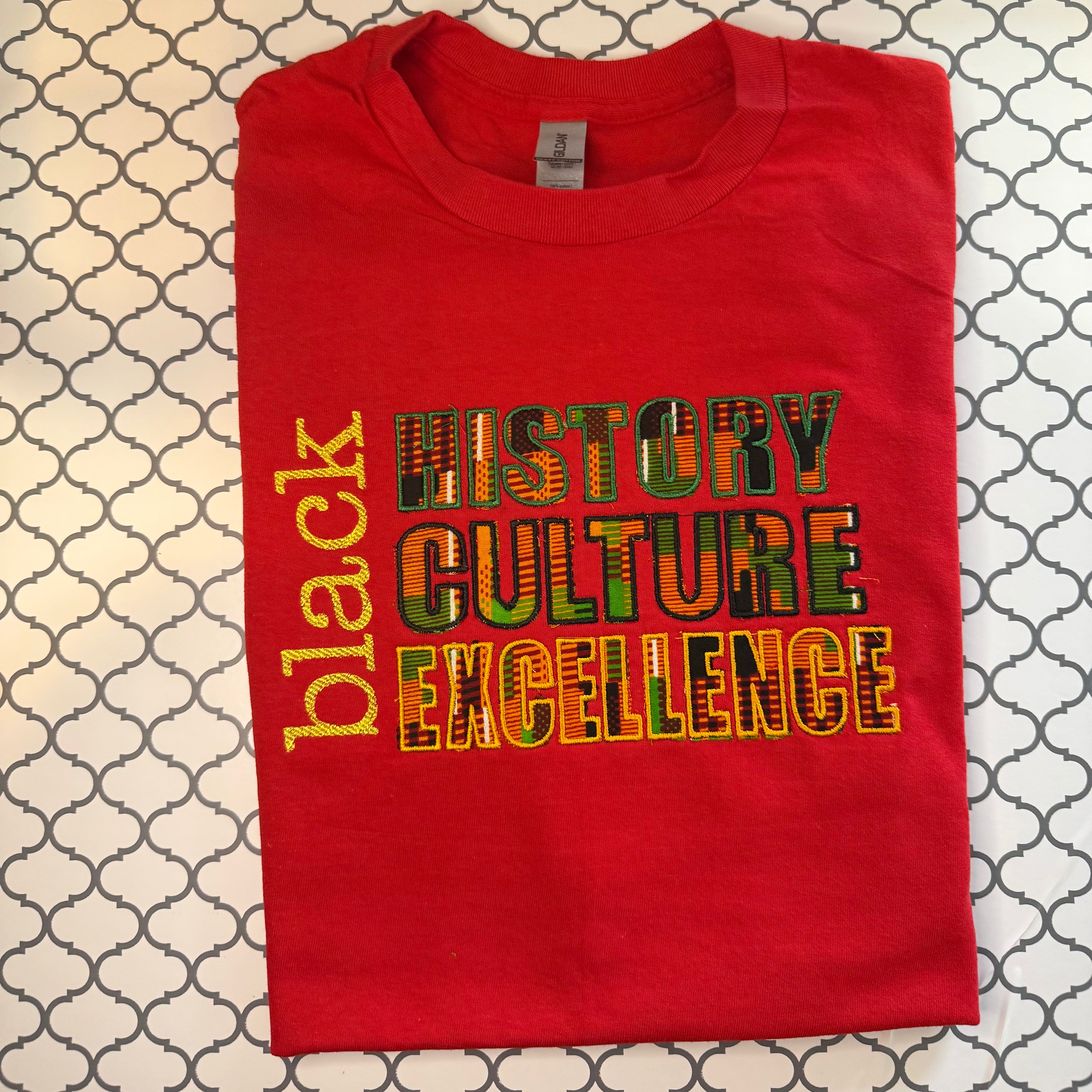 Black History. Culture. Excellence. Embroidered T-Shirt